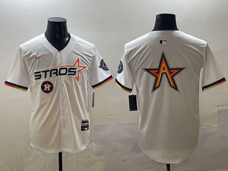 Men Houston Astros Blank White Three generations Joint Name 2025 Nike MLB Jersey style 8->houston astros->MLB Jersey